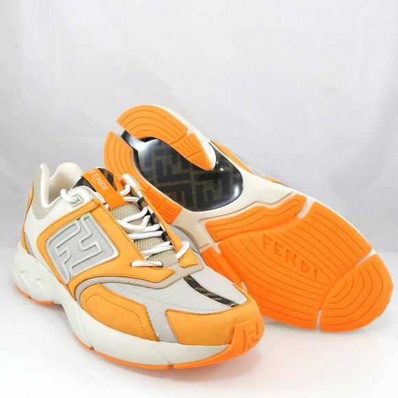 NIB$1350 FENDI FF-logo Textile Leather Runner Low-Top Chunky Sneakers 12, US 13 main image 12